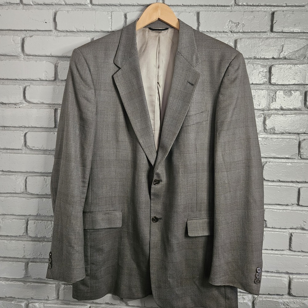 Hart Schaffner‎ Marx Mens Blazer 42L Plaid Brown Comfort Jacket Sport Coat
